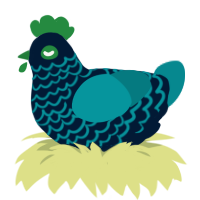 A tumblr and teal chicken with a lace pattern