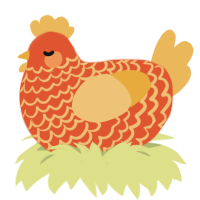 A vermilion and honey chicken with a lace pattern