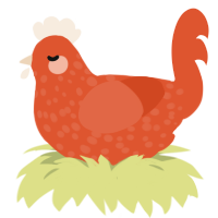 A vermilion chicken with a speckle pattern