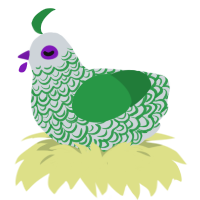 A mist and viridian chicken with a double-lace pattern