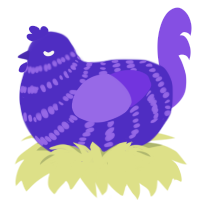 Do not Yeet, a indigo and blurple chicken with a bar pattern