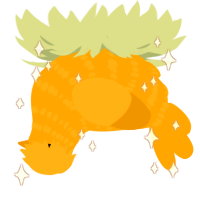 A gold chicken with a bar pattern