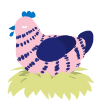 (unnamed), a rose and navy chicken with a bar pattern