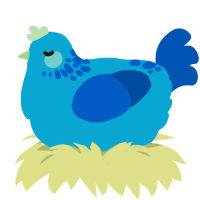 A cerulean and ultramarine chicken with a neck-speckle pattern
