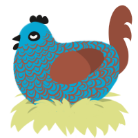 A cerulean and russet chicken with a double-lace pattern