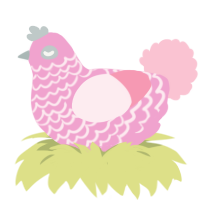 A pink and rose chicken with a lace pattern