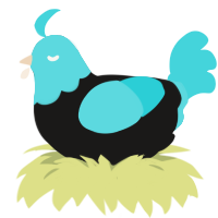 Blue Ice, a sable and aqua chicken with a head pattern
