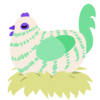 A cream and spring chicken with a bar pattern
