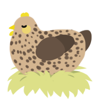 A beige and bark chicken with a speckle pattern