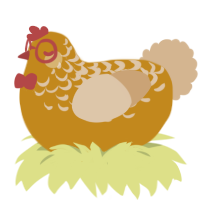 A ochre and beige chicken with a half-lace pattern