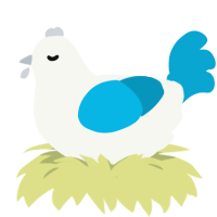 A white and cerulean chicken