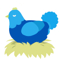A ultramarine and sky chicken with a head pattern