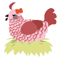 A rose and red chicken with a lace pattern