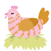 A rose and orange chicken with a bar pattern