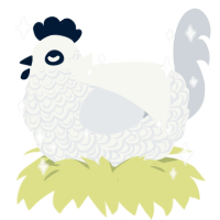 Elisabeth, a white and mist chicken with a double-lace pattern