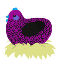 A plum and black chicken with a double-lace pattern