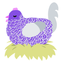 A blurple and mist chicken with a double-lace pattern