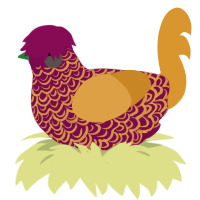 A wine and orange chicken with a double-lace pattern