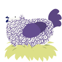 A white and overcast chicken with a double-lace pattern