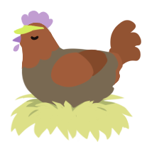 PJ, a grey and russet chicken with a head pattern