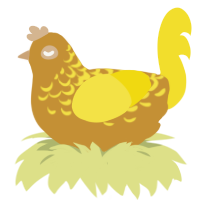 Yellow Patches, a gold and yellow chicken with a half-lace pattern