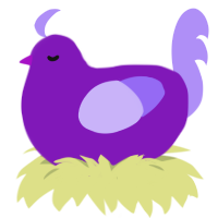 Bonnie, a violet and lilac chicken