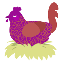 A plum and red chicken with a double-lace pattern