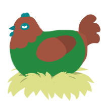 Henry, a viridian and russet chicken with a head pattern