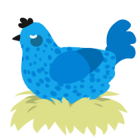 A sky and sapphire chicken with a speckle pattern