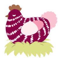 (unnamed), a maroon and rose chicken with a bar pattern