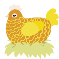 Candy corn, a orange and yellow chicken with a lace pattern