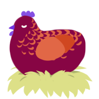 龙人先生, a maroon and vermilion chicken with a half-lace pattern