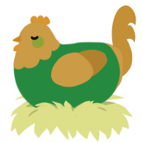 A viridian and gold chicken with a head pattern