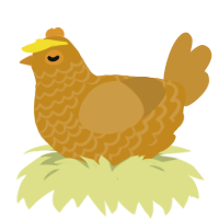 A ochre and gold chicken with a lace pattern