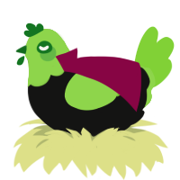 A black and grass chicken with a head pattern