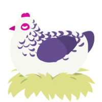 A white and overcast chicken with a half-lace pattern