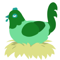 A spring and leaf chicken with a head pattern