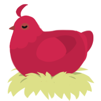 red bouy-, a crimson chicken with a head pattern