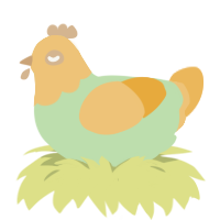 A gluppy and honey chicken with a head pattern
