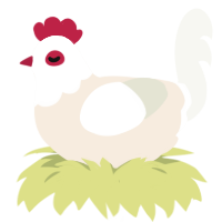 A cream and white chicken with a head pattern
