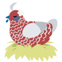A red and mist chicken with a lace pattern