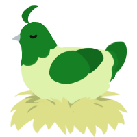 A apple and leaf chicken with a head pattern