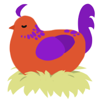 (unnamed), a vermilion and violet chicken with a neck-speckle pattern