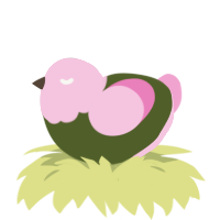 Sakura Mochi, a olive and pink chicken with a head pattern