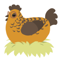 A orange and bark chicken with a half-lace pattern
