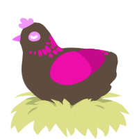 A bark and fuchsia chicken with a neck-speckle pattern