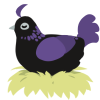 A sable and overcast chicken with a neck-speckle pattern