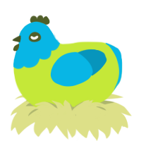 Lemon Lime, a lime and cerulean chicken with a head pattern