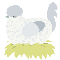 (unnamed), a white and mist chicken with a speckle pattern