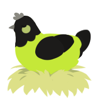 A lime and sable chicken with a head pattern